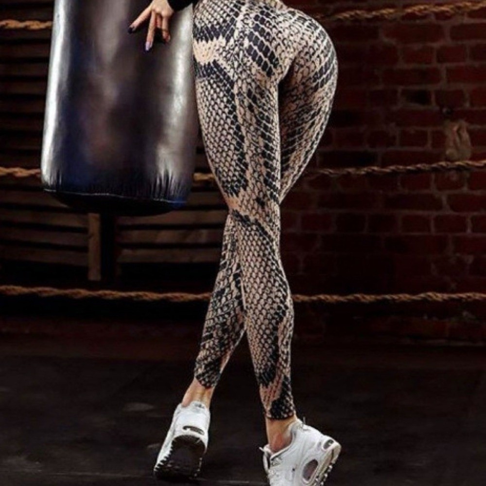 Pilates Yoga Legging - Leggings con estampado de serpiente, sin