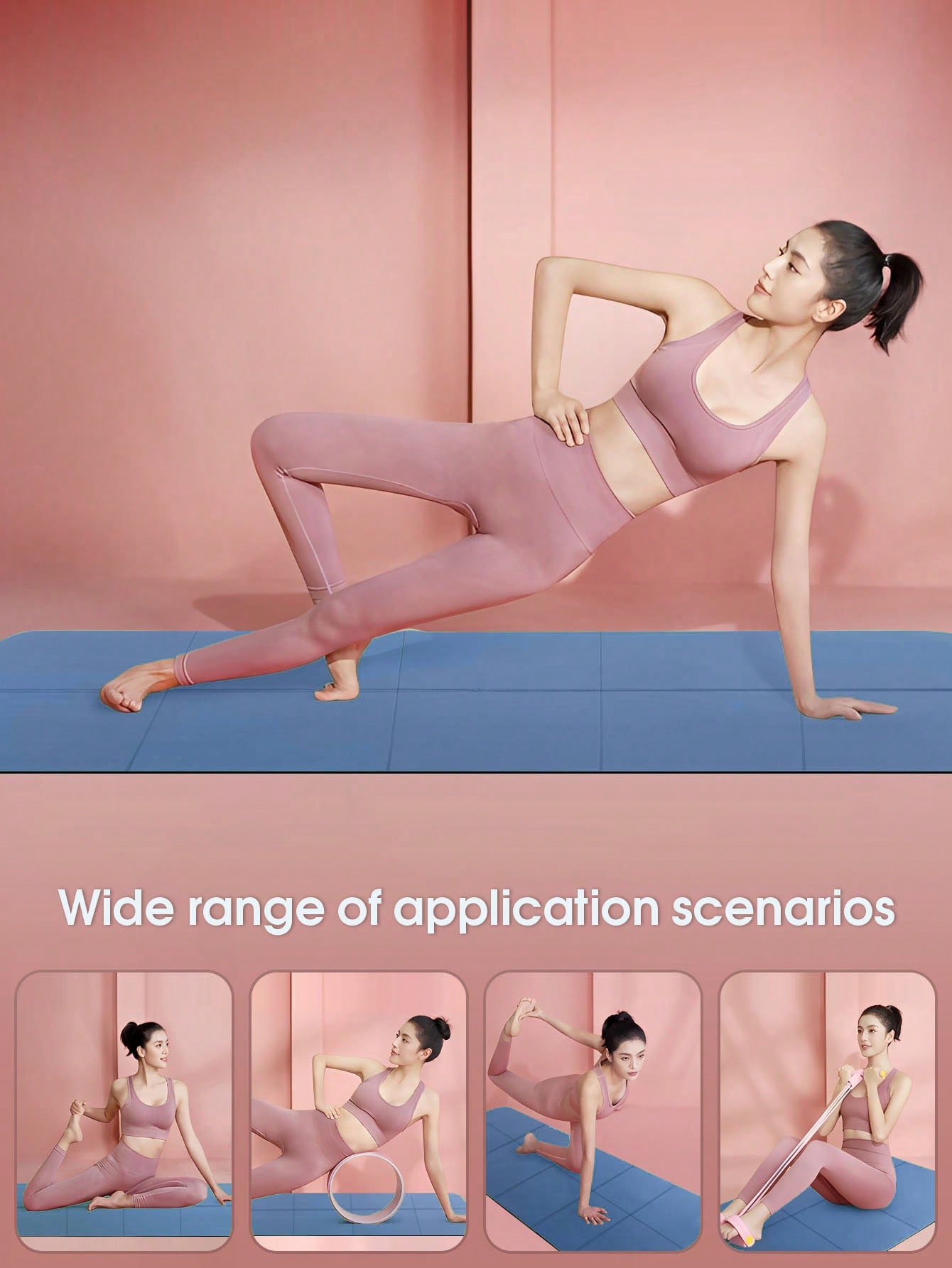 Pilates Yoga Matte - Estera de Yoga plegable, azul oscuro,