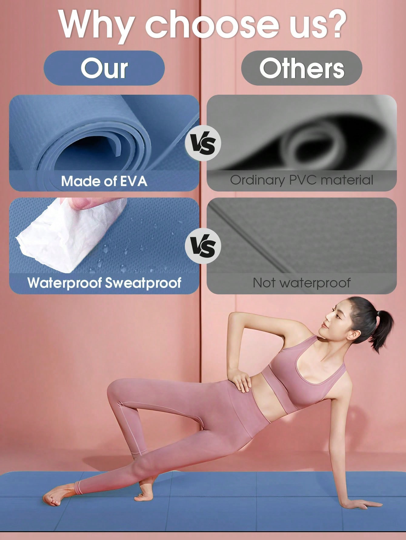 Estera de Yoga plegable, azul  - Pilates Yoga Matte reseña y precio